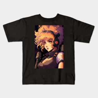 Anime Girl Space Soldier with Blond Hair Kids T-Shirt